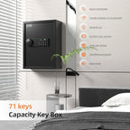 XDeer 71-Key Safe Wall Mount with Advanced Anti-Theft & LED Light, Key Cabinet with Combo & Key Lock for Hotels, Offices & Car Dealerships