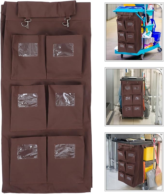 Generic High Capacity Janitorial Cart Bag with Rectangular Cleaning Cart Replacement Organizer for Hotel Housekeeping Hanging Garbage Bag