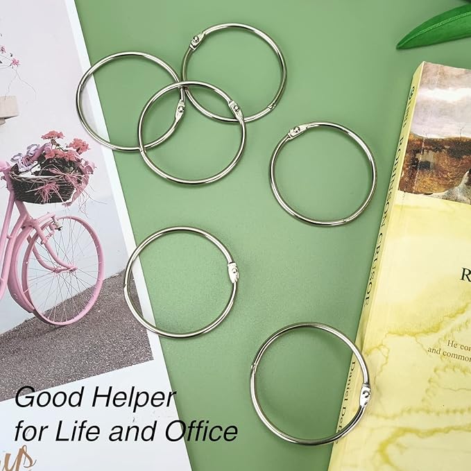 OWLKELA 2 Inch 15 Pack Loose Leaf Binder Rings, Keychain Key Ring with Metal Nickel Plated for Index Cards, Ideal for School, Home, or Office