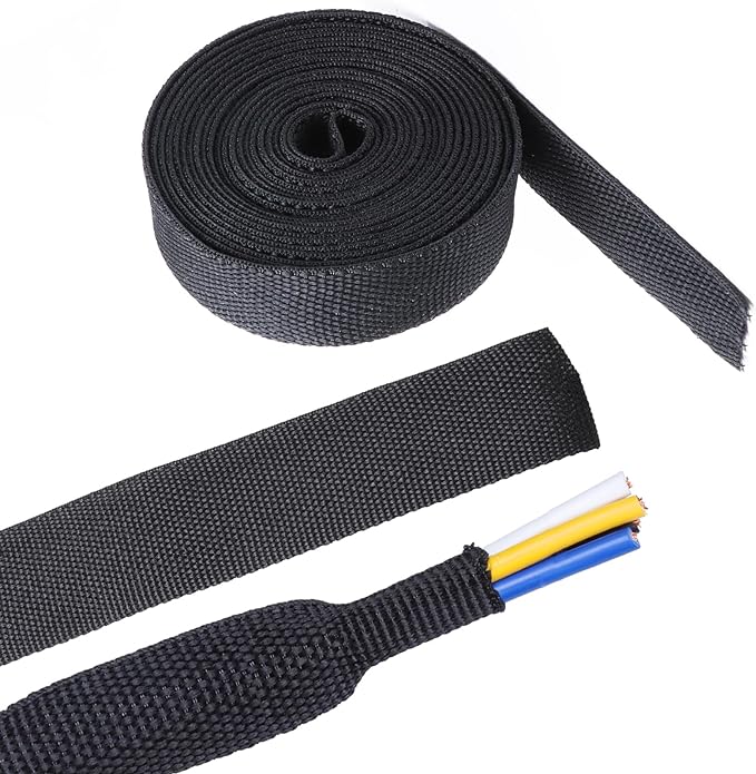 2 in 1 Heat Shrink Braided Sleeving Fabric Tubing-Ideal fit Irregular Shape Hose/Cable/Wire (3/4"(19mm), 14FT)