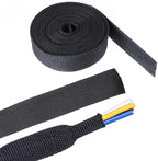 2 in 1 Heat Shrink Braided Sleeving Fabric Tubing-Ideal fit Irregular Shape Hose/Cable/Wire (3/4"(19mm), 14FT)