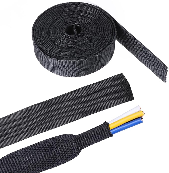 2 in 1 Heat Shrink Braided Sleeving Fabric Tubing-Ideal fit Irregular Shape Hose/Cable/Wire (3/4"(19mm), 22FT)