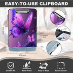 Clipboard with Storage,Heavy Duty Plastic Storage Clipboard with Low Profile Clip,Teacher Must Haves,Office Supplies,Blue Pink Butterfly