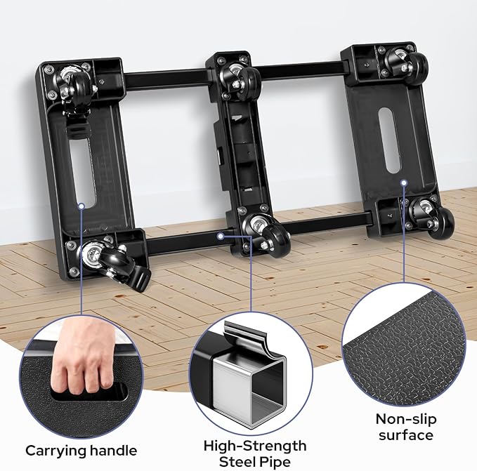 KEDSUM Furniture Dolly with 6 Swivel Casters, Expandable Moving Dolly, 24in-12in Furniture Movers with Wheels, Flat Dollies Brake Wheels, Max 800LBS Capacity, 1 Pack