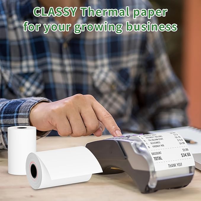 2 1/4" x 50' feet Thermal Paper, POS Cash Register Receipt Rolls, 5 Rolls Receipt Paper, Fits All POS Cash Registers