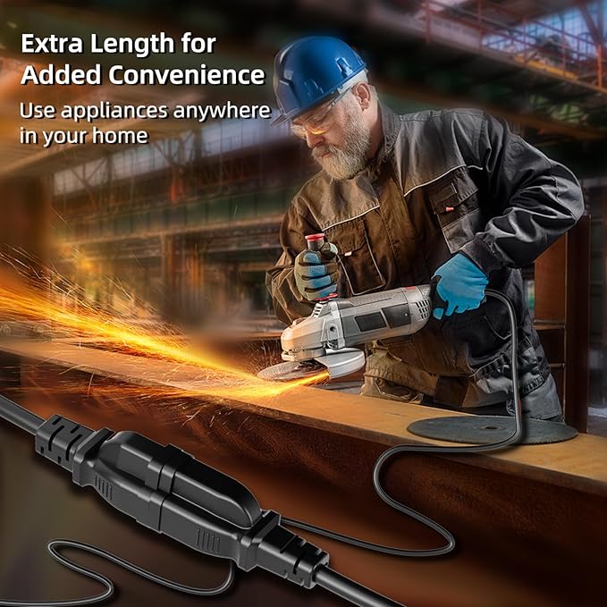 150 FT Outdoor Extension Cord Waterproof, Black, 3-Prong Power Cord, 16 AWG SJTW, 10A 1250W, Grounded, General Purpose Long Extension Cord for Lawn & Garden