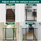 Fairy Baby 40.5" Extra Tall Baby Gate Pressure Mounted, 60.3"-65.7" Extra Wide Dog Gate Indoor for The House Doorway, Metal Safety Child Gate for Kids, Auto Close Swing Pet Gate for Stairs, Black