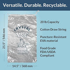 Pinnacle Mercantile 20 lb. Drawstring Ice Bags (100-Count) Heavy-Duty, Puncture-Resistant EVA | Cotton Pull Closure | Disposable, Recyclable | Portable Storage and Freezer Keeper