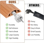 MYFAMIREA 5FT Floor Cord Cover for Wire Self Adhesive Cable Cavity Management PVC Extension Cord Hider Power Floor Wire Protector Cover Prevent Cable Trip for Office Home Outdoor (Brown Wood, 1.97'')