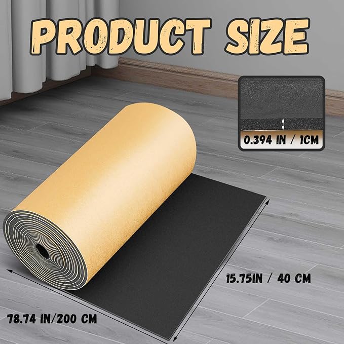 Pangda 1 Piece 78 x 16 x 2/5 Inches Extra Large Marine Foam Roll Closed Cell Rubber with Adhesive Insulation Sheets Lightweight Single Sided Tape Water Weather Resistant for Craft
