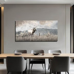 ZHENGYIN Large Bull Elk Wall Art, Deer Wildlife Canvas Print, Rustic Modern Farmhouse Wall Decor for Living Room Office, Above Sofa, 24x48 Inch