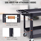 VEVOR Utility Service Cart, 2 Shelf 550LBS Heavy Duty Plastic Rolling Utility Cart with 360° Swivel Wheels (2 with Brakes), Large Lipped Shelf, Ergonomic Storage Handle for Warehouse/Garage/Cleaning