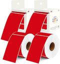 PARLAIM 3x5 inch Rectangle Color Code Stickers, 1000PCS 4 Rolls Square Adhesive Inventory Label, Red