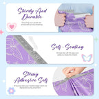 Metronic Poly Mailers 14.5x19 Inch 50pc Shipping Bags for Clothes,Self Adhesive Shipping Envelopes for Small Business,Waterproof Mailers Poly Bags for Shipping,Packaging Mailing Bags Purple Butterfly