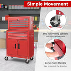 Goplus Tool Chest, 6 Drawers Extra Large Rolling Too Storage Cabinet with 4” Universal Lockable Wheels, Auto Lock, Protective Liner, 2-in-1 Heavy Duty Tool Box for Garage, Workshop