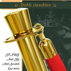 4PCS Top Crown Decoration Gold Stanchions Posts with 3PCS 5 ft Red Velvet Rope, Red Velvet Rope Stanchion Set Crowd Control Barriers, Stanchions and Velvet Ropes Red Carpet Poles for Party Supplies