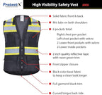 ProtectX 6 Pockets High Visibility Safety Vest for Men Women Class 2 Reflective Hi Vis Work Construction Vest