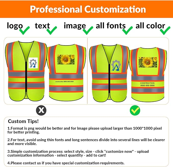 BeautyWill Custom Safety Vest Logo Class 2 High Visibility Reflevtive Vest Outdoor Protective Workwear