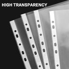 Sheet Protectors, HERKKA 200 Pack Upgrade Clear Plastic Page Protectors Sheet Reinforced 11-Hole Fit for 3 Ring Binder Fits Standard 8.5 x 11 Paper, 9.25 x 11.25 Top Loaded, Acid Free
