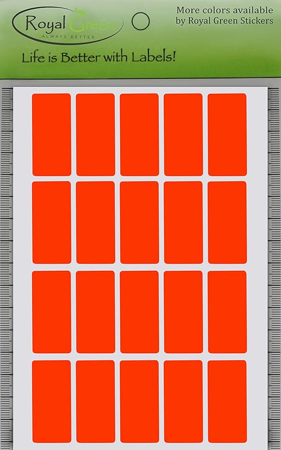 Royal Green Color-Coding Labels Rectangular Sticker in Neon Red 1.57 inch x 0.75 inch (40mm x 19mm)- 2000 Pack