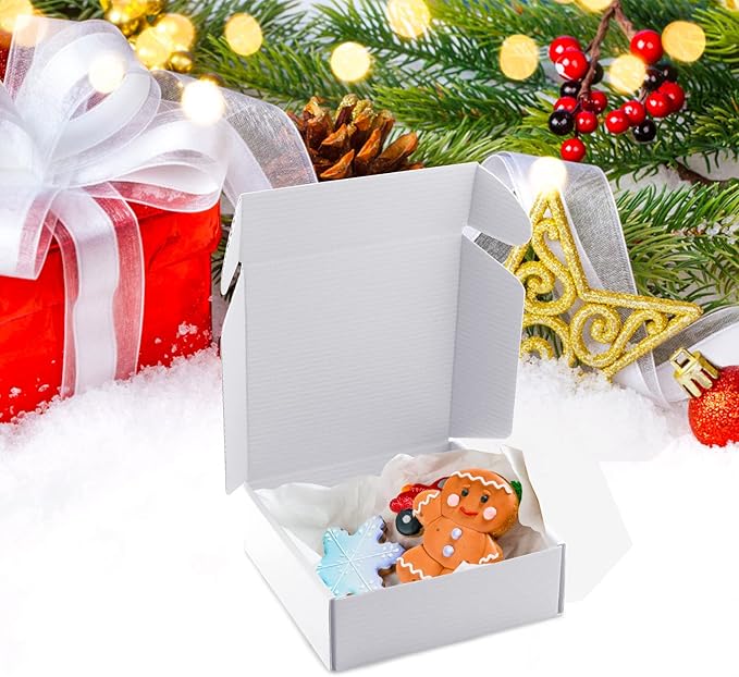 Cardboard Boxes Shipping Boxes,15 Pack Recyclable Corrugated Cardboard Box Small Mailing Storage Gift Boxes for Shipping, Mailing, Gifts Packaging, 6x6x2" (White)