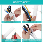 6.6ft - 1 inch White Cable Sleeve, Cable Organizer for Desk PC TV Computer, Wire Protector Cable Wrap Cover, Cord Management for Home Office
