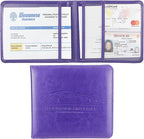 Car Registration and Insurance Holder, Premium Pu Leather Vehicle Glove Box Organizer - for Driver License, Cards & Essential Documents (S-Purple)