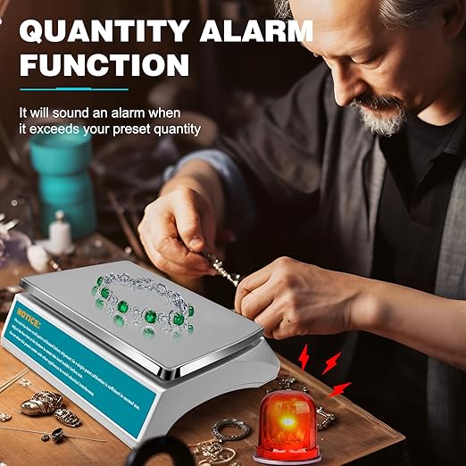 Industrial Counting Scale 30kg/66lb x 0.1g Digital Inventory Counting Scale High Precision Electronic Gram Scale with Battery DC/AC Power for Parts Jewelry Coins (g/kg/lb/oz)