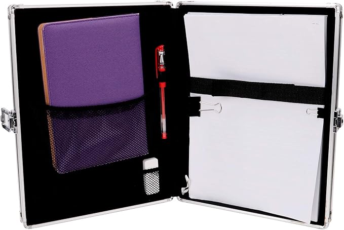 Vaultz Locking Clipboard with Storage - Pack of 3 - Heavy Duty Metal Clip Board Box Holds 9.3" x 12.13" Letter-Size Paper or Tablet Device - Key Lock, Black