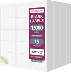 NextDayLabels – 2"-11/16 x 2 Rectangular Sticker Labels for Printer - White Laser/Inkjet Printer Labels Return Address Labels Shipping Label Stickers (1000 Sheets, 15 Per Sheet, 15000 Labels)