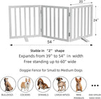 ZJSF Freestanding Indoor Dog Gate for House Foldable Wood White Puppy Gate for Doorways Pet Gate for Stairs Extra Wide Pet Fence 24" Height 3 Panels