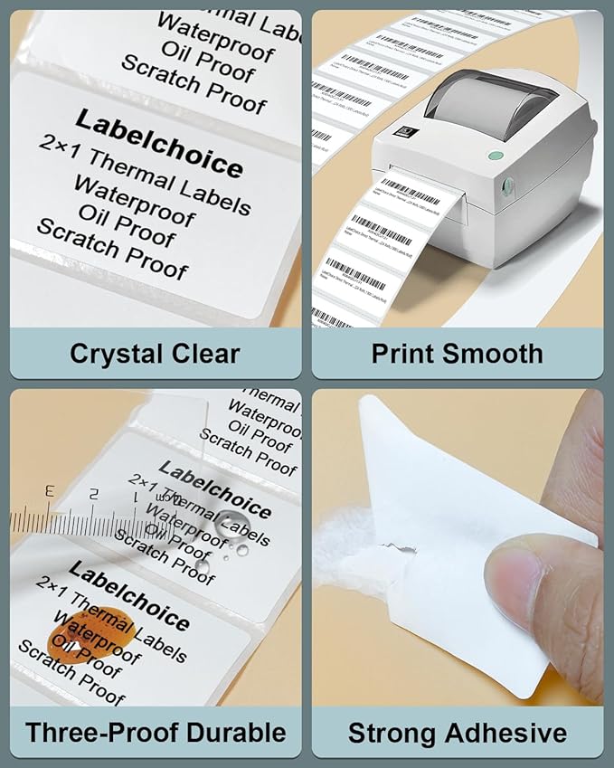 2"x1" 3-Proof Direct Thermal Barcode Labels Rolls for Zebra LP2824 ZD411 ZD410 ZD421 ZD420 GK420D, 24 Rolls 31200 Pcs Waterproof Return Address Label Used with Rollo MUNBYN Desktop Printer