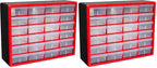 Akro-Mils 24-Drawer Plastic Drawer Storage Cabinet for Garage Organization, Bead Organizer, Building Bricks Storage, Teacher Toolbox, Makeup Organizer, 20-Inch W x 6-Inch D x 16-Inch H, 10124 Red