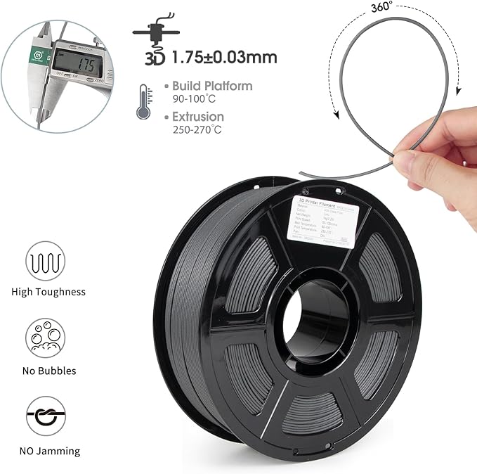 iSANMATE ASA-GF 3D Printer Filament, 15% Glass Fiber Reinforced, Superior Weather & UV Resistance, High Strength & Thermal Stability for Outdoor & High-Impact Applications (1kg, Grey)