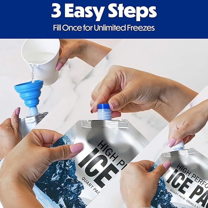 Reusable Ice Packs for Coolers Long Lasting Gel Freezer Packs for Cooler Bag Backpacks, Lunch Box, Cooler Bag, Keeps Food Cold Fresh (Set of 4)