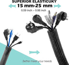 AGPTEK Cable Sleeve Cover, 10ft - 1 inch Desk Cord Organizer Cable Hider, Home Office Wire Management Computer TV Wire Loom Tubing, Pet Proof Cord Protector, from Cat Dog Chewing, Black