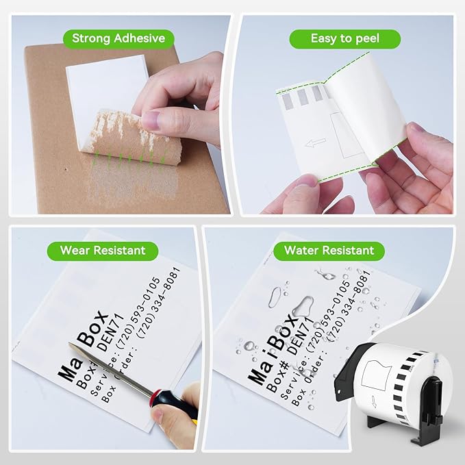 Suminey - Compatible Continuous Labels Replacement for Brother DK-2205 (2.4 in x 100 ft), Use with Brother QL Label Printers [6 Rolls+ 1 Refillable Cartridge] ﻿