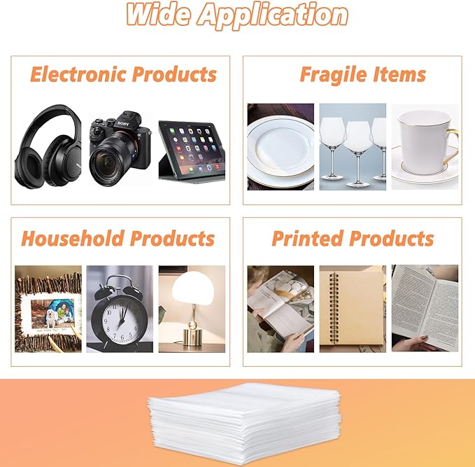 100 Pack 12'' x 16'' Cushion Foam Pouches, Moving Supplies for Dishes, Packing Materials for Dishes & Cups, Glass Packing Paper and Plate Protectors for Moving(300x400x0.5MM)