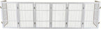 Pet Dog Gate Strong and Durable Freestanding Folding Acacia Hardwood Portable Wooden Fence Indoors or Outdoors by Urnporium (White Pet Gate, 8 Panel 30" Tall)