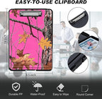 Clipboard with Storage, Hard Letter A4 Size Clip Board with Pen Holder & Paper Organizer, Heavy Duty Portable Writing Pad for Nurses Students Teachers Office Jobsite Contractor, Pink Dead Wood
