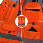 TCCFCCT Safety Vest for Men Women 9 Pockets High Visibility Reflective Vest for Safety, Work Vest with Reflective Strips, Meets ANSI/ISEA Standards, (Orange, X-Large)