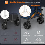 220L Collapsible Wagon Cart Foldable, 460lbs Load Capacity Heavy Duty Folding Beach Wagons with Big All-Terrain Wheels, Utility Carts for Groceries, Shopping, Camping, Sports - Blue