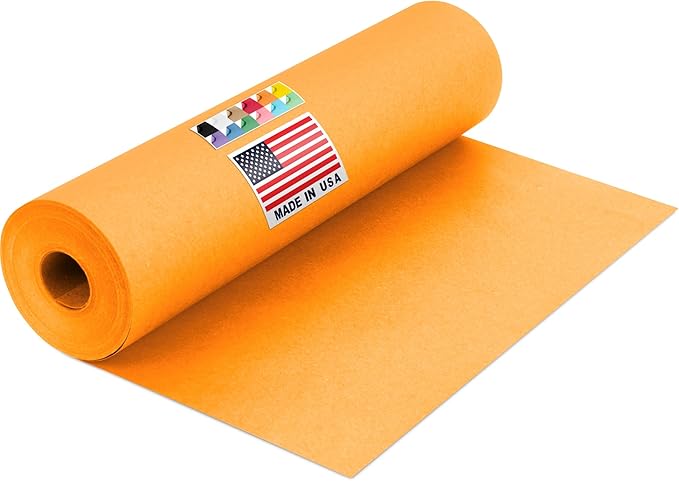 USA-Made 12" x 1200" Orange Kraft Paper Roll, 45 lbs Thickness, American Quality Colored Craft Paper for School, Bulletin Board for Kids - Odorless, Non-Toxic, Safe