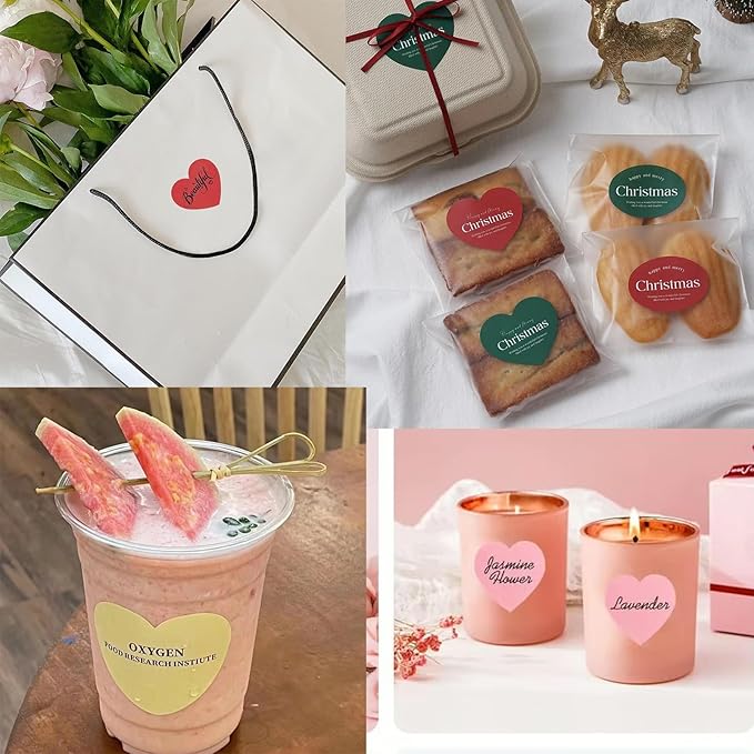 100-200pcs Custom Stickers Labels HeartPersonalized Stickers Wedding Favor Sticker for Gift Boxes Valentine's Day in 1.2“，2”，3“