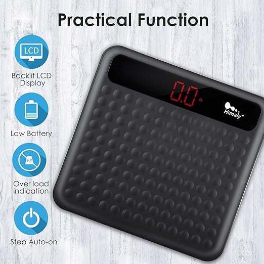 himaly Digital Body Weight Scale Bathroom Scale, Step-On Technology High Precision Measurements Scales with Large Non Slip Silicone Platform and LCD Digital Display, 400lbs/180kg Capacity