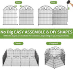 8 Panels No Dig Tall Garden Fence Panel – 48" H X 21' L Rustproof Metal Dog Fence Outdoor for Yard, Decorative Animal Barrier Fence for Pet, Garden Border, Patio, Flower Beds| Temporary Fencing