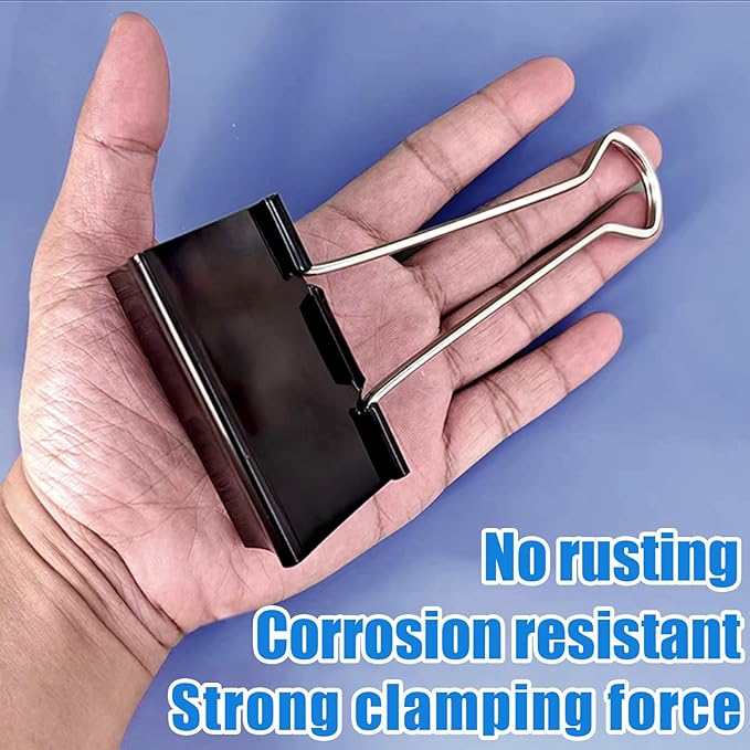 3 Inch Extra Large Jumbo Binder Clips (12 Pack), Heavy Duty Paper Clamps for Office and Home Supplies, Black