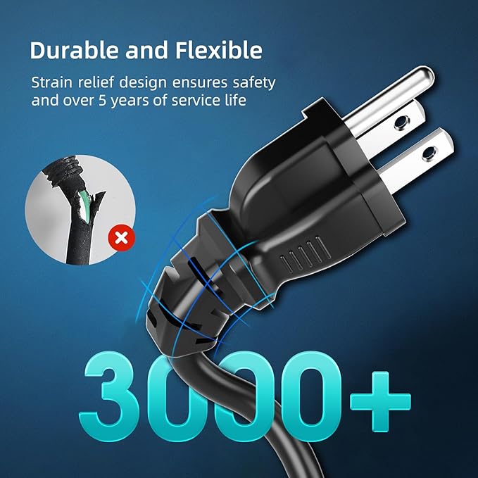 300 FT Outdoor Extension Cord Waterproof, Black, 3-Prong Power Cord, 16 AWG SJTW, 10A 1250W, Grounded, General Purpose Long Extension Cord for Lawn & Garden