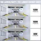JTT 8FT LED Vapor Tight Light 120/100/80W,5000K/4000K/3000K Vapor Proof Lighting Fixture IP66, 18000LM LED Outdoor Shop Light Waterproof for Parking Garage Car Wash Warehouse Barn ETL Listed-2Pack