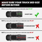 LASFIT Truck Bed Mat 2019-2026 for Chevrolet Chevy Silverado 1500 | GMC Sierra 1500 (Only Fit 5.8FT Bed), Bed Liner for Chevy Silverado GMC Sierra 1500, Not Fit Optional CarbonPro Bed